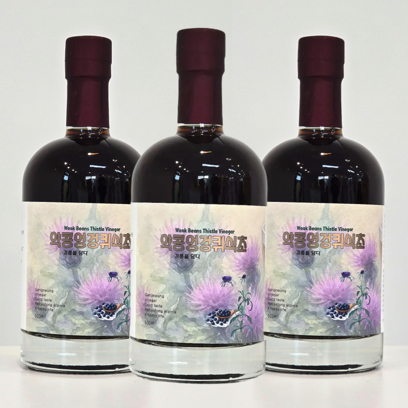 강원더몰,하슬라 자연발효 식초 흑초 500ml 4종 감식초 약콩엉겅퀴 초란 산사보리