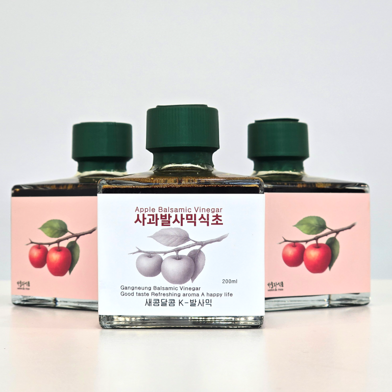 강릉몰,하슬라 자연발효 발사믹식초 200ml 2종선물세트 사과 산사보리 약콩엉겅퀴 커피