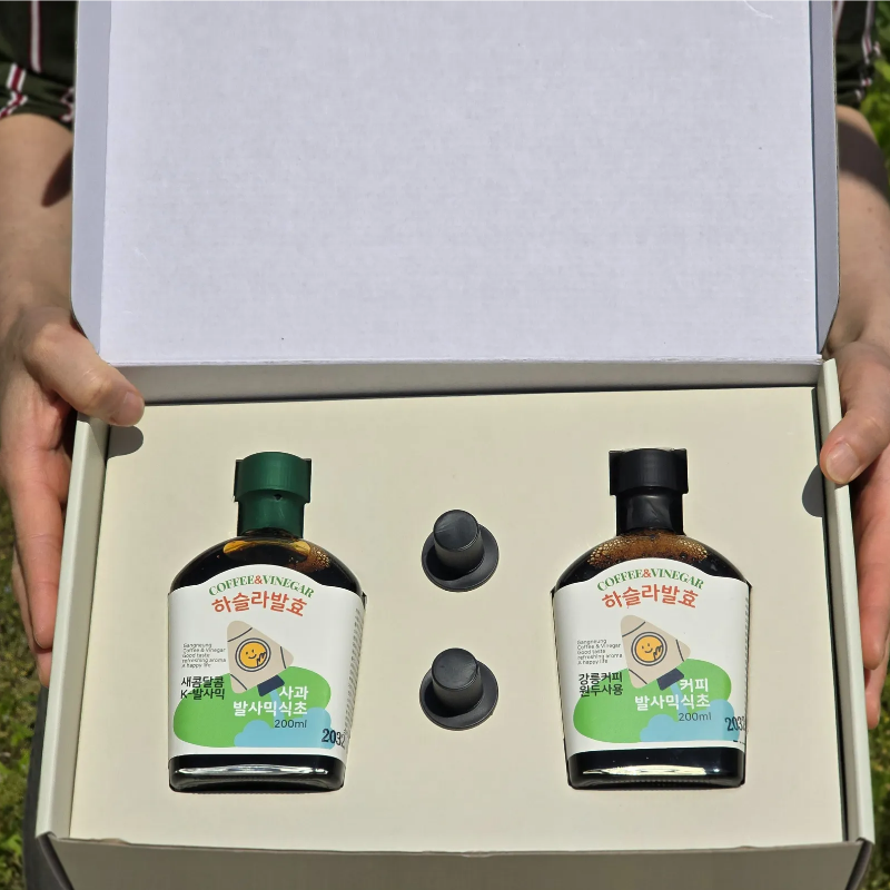 강릉몰,하슬라 자연발효 발사믹식초 200ml 2종선물세트 사과 산사보리 약콩엉겅퀴 커피