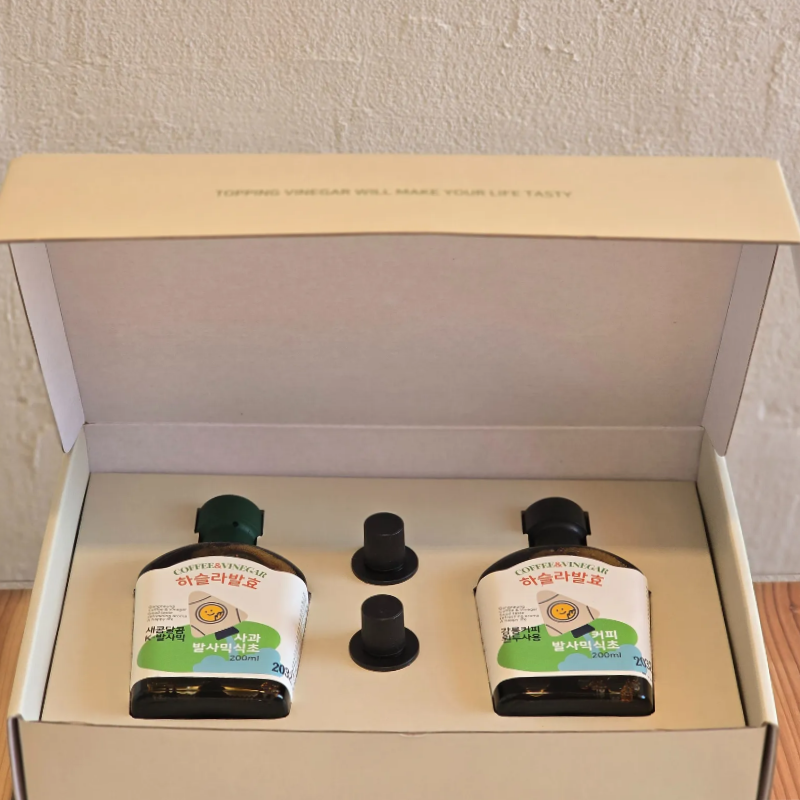 강릉몰,하슬라 자연발효 발사믹식초 200ml 2종선물세트 사과 산사보리 약콩엉겅퀴 커피